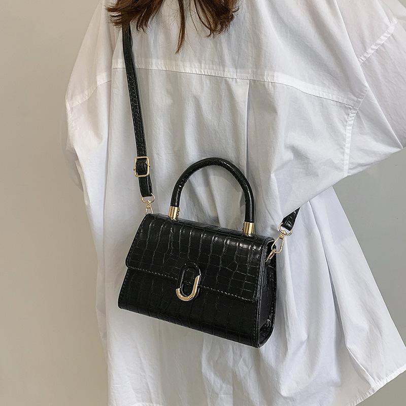 Summer Messenger Bag Niche Portable Small Square Bag Kelly Bag Versatile Fashion Single Shoulder Crocodile Pattern Baguette Bag Women