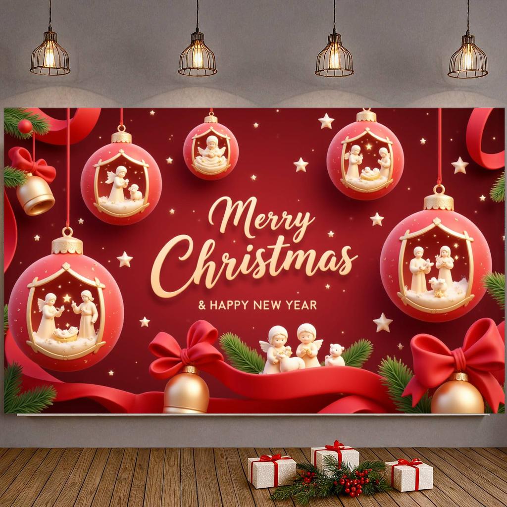 New Year Party Banner Christmas Ornament Christmas Banner Christmas Decoration Banner Red Ribbon For Holiday Decoration New Year