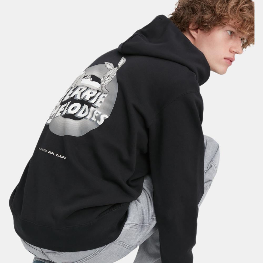 UNIQLO Rabbit Print Hooded Pullover Long Sleeve Sweatshirt Men sweatshirt Black 457402-09