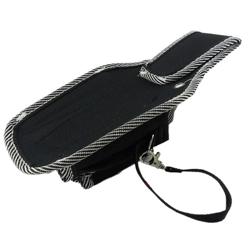 Small Black Oxford Cloth Tool Waist Bag for Woodworking and Electricians