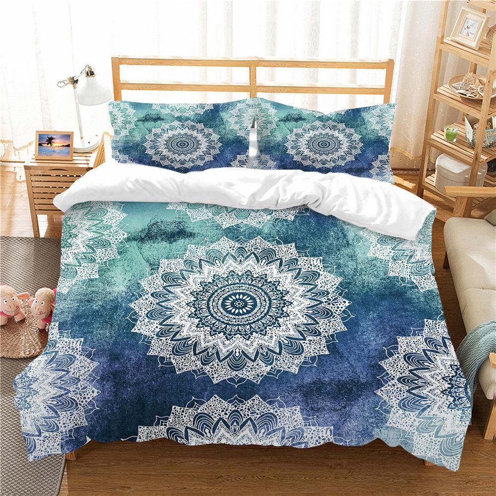 Bohemian Floral King Queen Duvet Cover Boho Mandala Cashew Flowers Bedding Set Exotic Tribe Style 2/3pcs Polyester Quilt Cover
