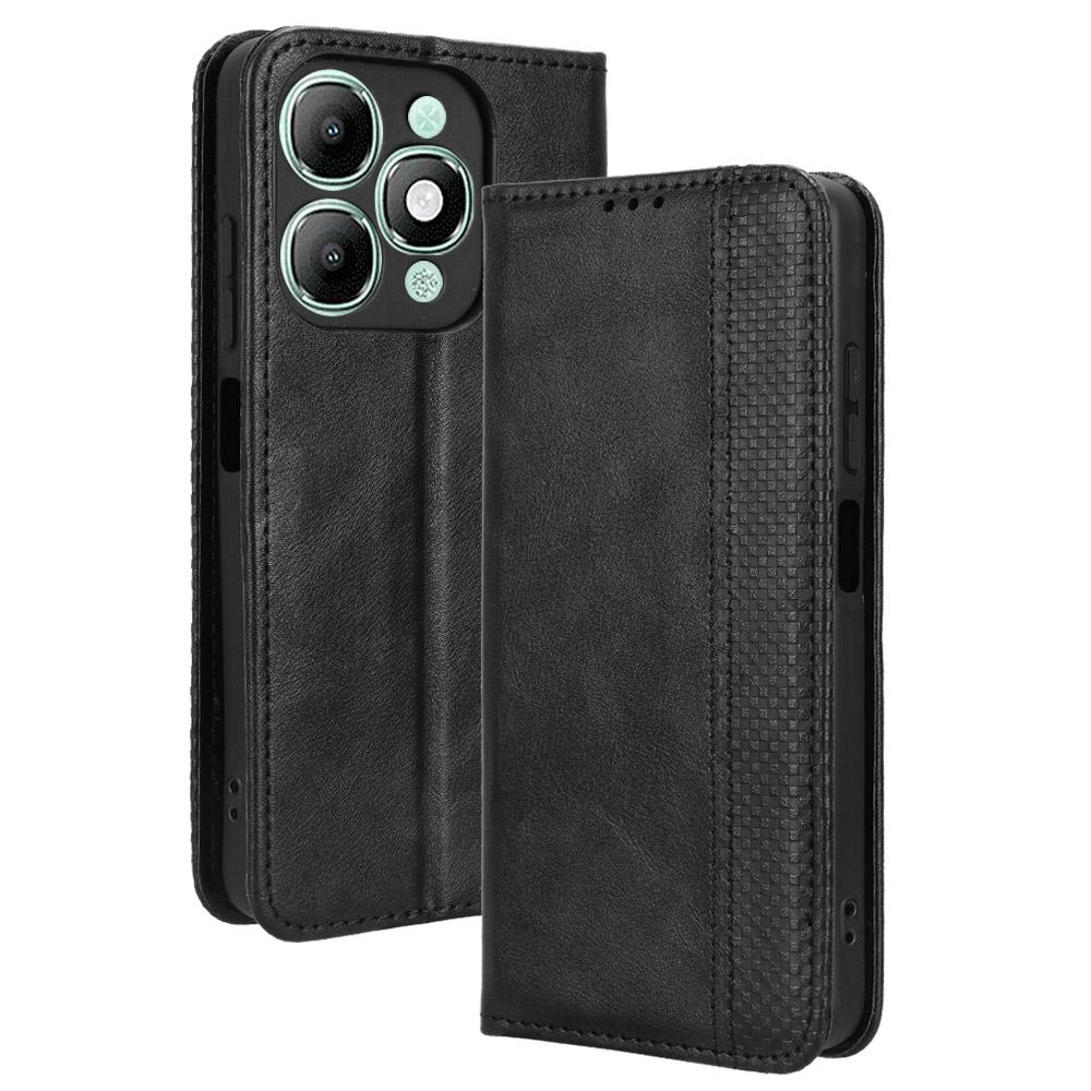 For itel A90 4G Leather Case Wallet Stand Retro Texture Phone Cover