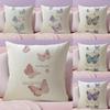 Beautiful Butterfly Pattern Cushion Cover Natural Linen Organic Fabric DoubleSided Printing Sofa Home Decor Breathable