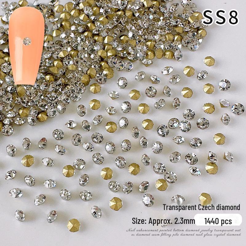 

1440 чешских стразов Super Flash с белым бриллиантовым острием для украшения ногтей.