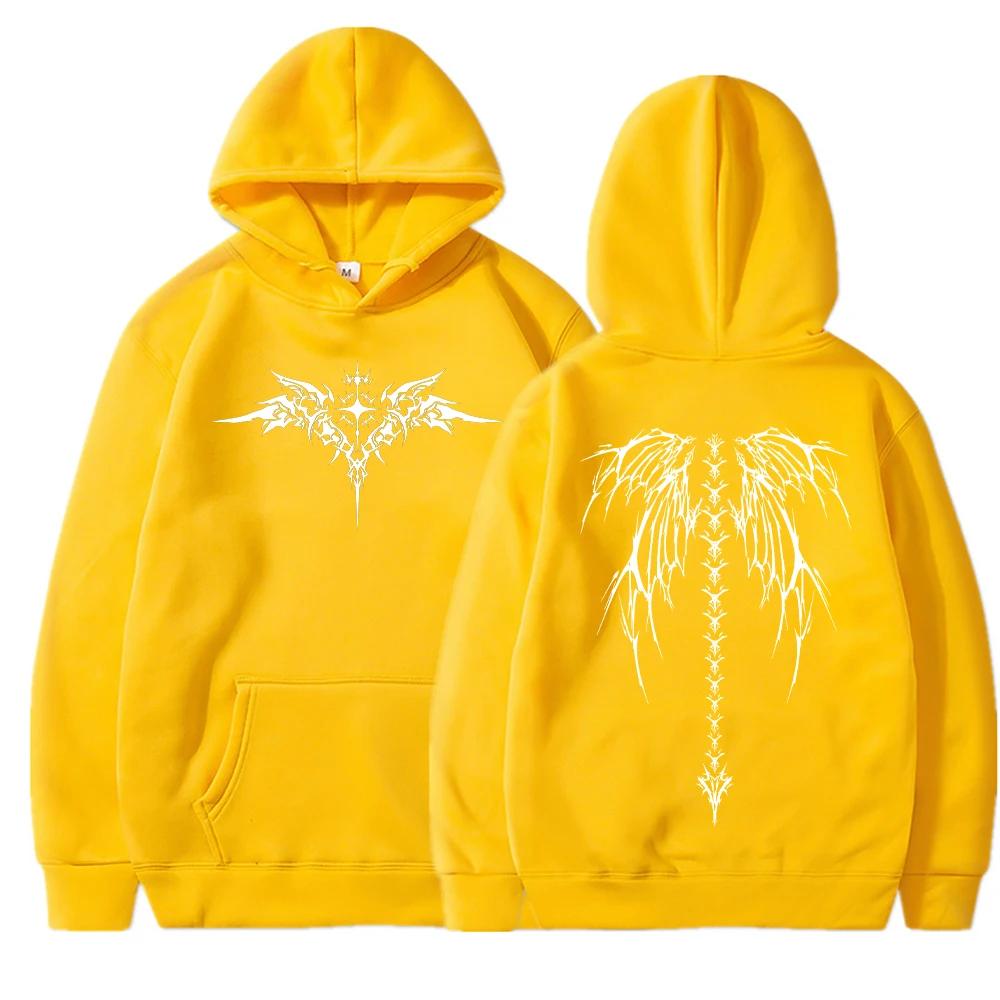 2025 Popular Wing Print Hoodie Women Long Sleeved Fashionable Sportswear Unisex Autumn Winter Fashionable New Street Clothing