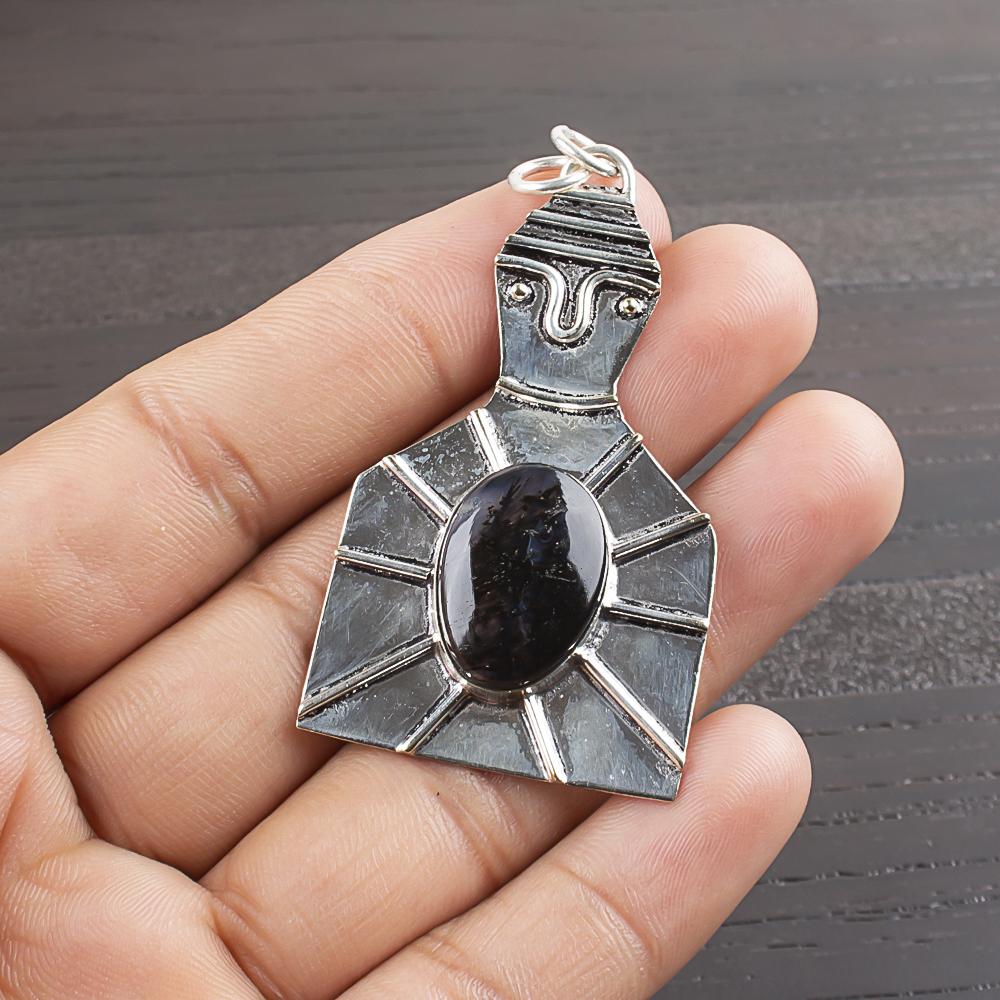 Natural Moss Agate Gemstone 925 Sterling Silver Jewelry Designer Pendant 2.2  AJP-1962