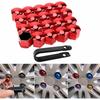 Universal Car Wheel Lug Nut Covers Set with Installation Tool - 20 Pieces, Red 21mm