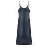 European & American Women's Washed Denim Midi Dress (Model 8727480) - 2025 Fashion Collection
