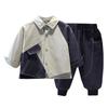 Kinder Set Splicing Shirt Zweiteiler Set Frühlingsmode Herrenbekleidung Frühlings- und Herbstmode