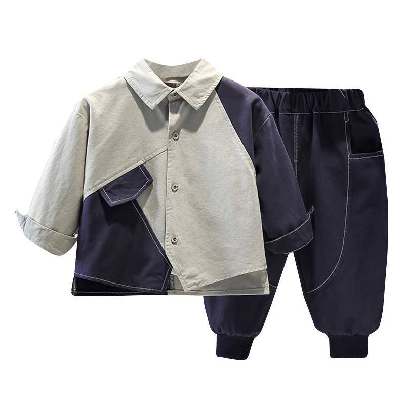 Kinder Set Splicing Shirt Zweiteiler Set Frühlingsmode Herrenbekleidung Frühlings- und Herbstmode