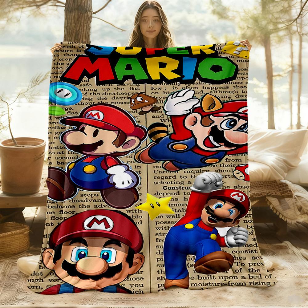 1PC Super Mario Bros Outdoor Blanket Lightweight Flannel, Soft & Warm, All-Season Use for Sofa, Outdoor, Camping, Living Room, Office05