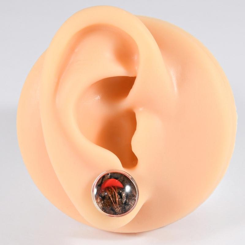 Unique Jellyfish Pattern Glass Ear Stretcher Handcrafted Expander Body Piercings Suitable for Comfortable All Day Wear