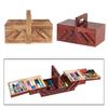Portable Wooden Sewing Kit Box Scissors Accessories Sew Basket for Beginners