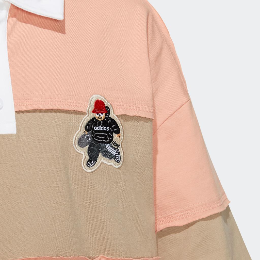 Adidas Originals Trefoil Colorblock Patch Polo Shirt Unisex Tops Pink HR3468