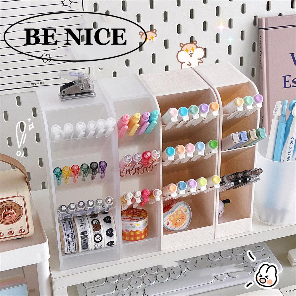 Macaron Color 4 Grid Oblique Insertion Desktop Organizer Pen Holder Pencil Makeup Brush Storage Box School Stationery Quality