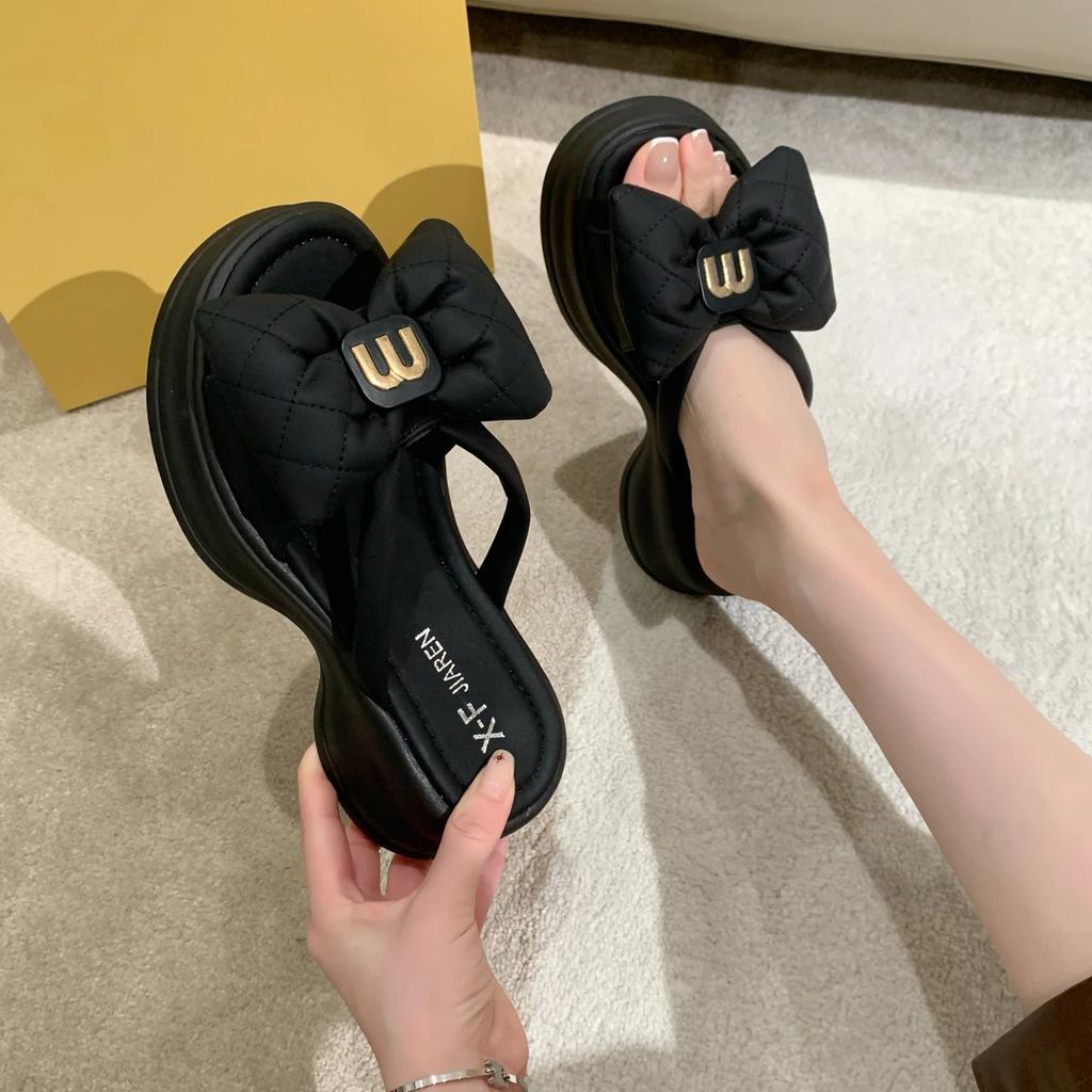 Fashion 2024 New Summer Women Slippers Casual Shoes Baotou Fashion Trend Sandals Women Outwear Bow Beach Slippers Sexy Slides Women