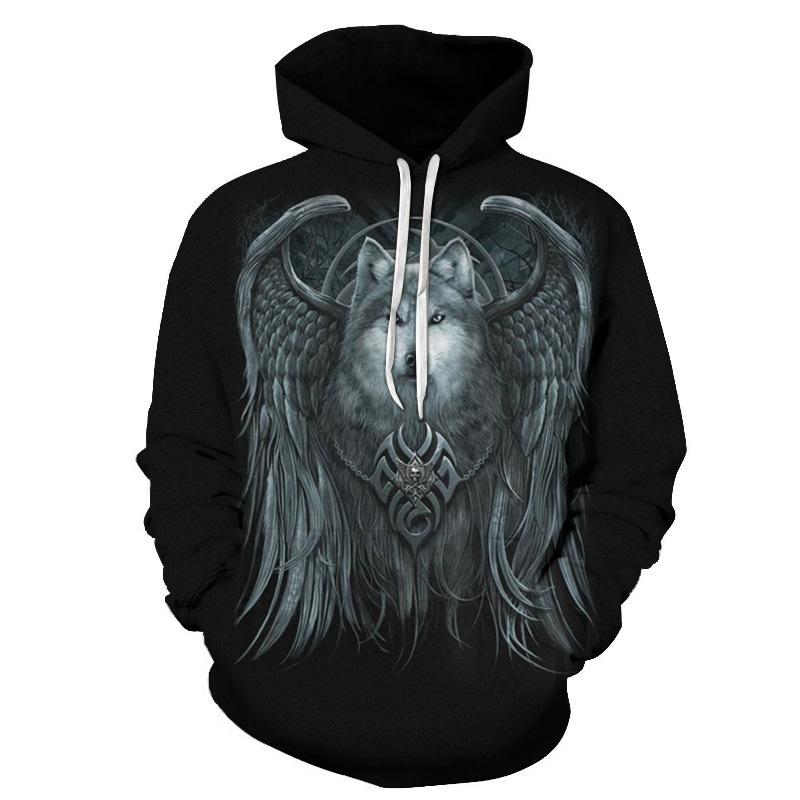 3D Sweater Digital Printing Personalized Wolf Head Pullover Hoodie Casual Sweater