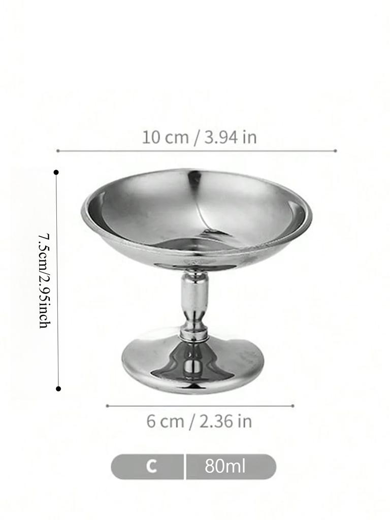 1pc Dessert Plate, Vegetable Bowl, Stainless Steel Ice Cream Cup, Tall Cup, Afternoon Tea Pudding Dessert Cup Cute Plates