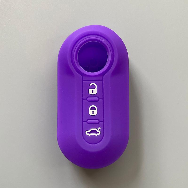 ZAD silicone key cover Case set shell skin For fiat 500 3 Buttons Flip remote Key Blank Fob Auto parts car accessories colorful