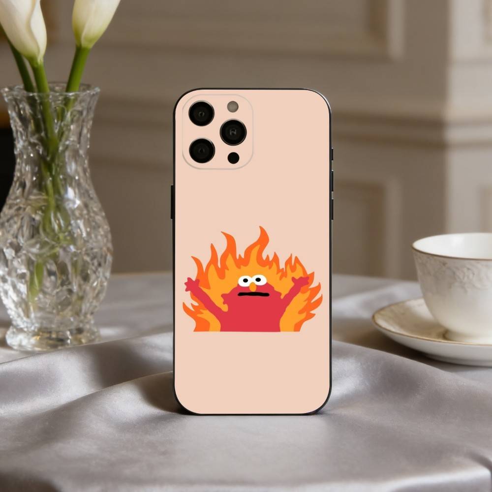 C-Cartoon R-Red cute A-Elmo-O Phone Case For iPhone 17,16,15,14,13,12,11 Plus,Pro Max,XS,Soft Silicone Black Cover
