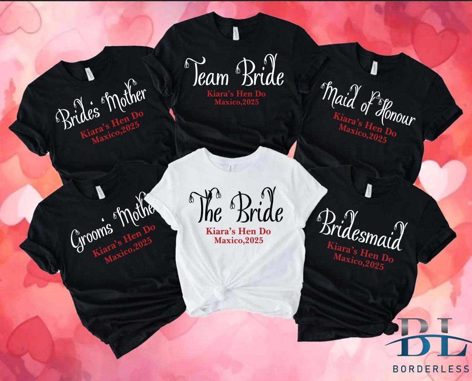 Personalised Hen Party T Shirt, Team Bride Group Shirt 2025, Ofaly Hen party M