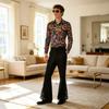 Men's Retro 1970s Halloween Costume Shiny Suit Set with Pants and Jacket