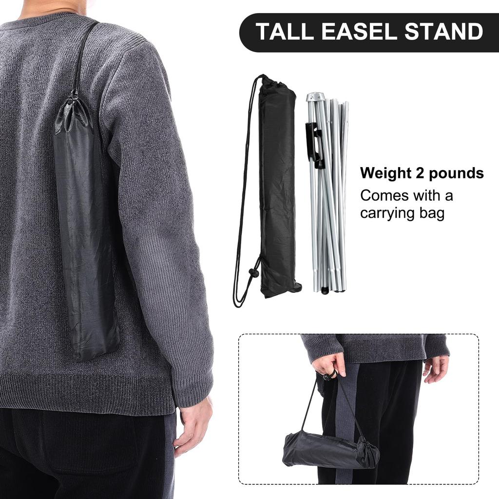 PATIKIL Sign Easel 4 Pieces Foldable Poster Holder Foldable Presentation Floor Easel for Wedding Sign Poster and Photo Silver Stand, Stand, Display,