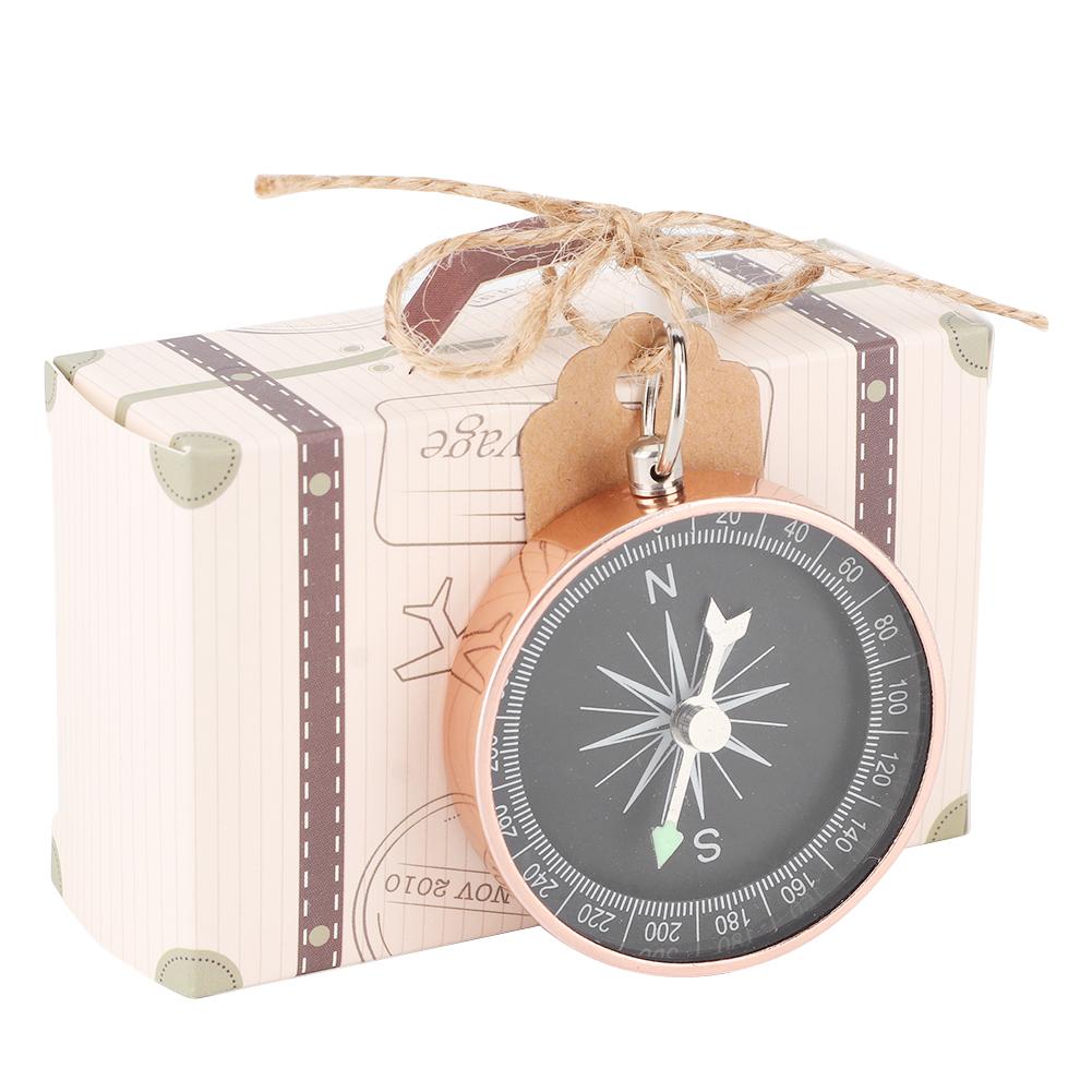 20Pcs Wedding Gift Box Candy Boxes with Compass and Kraft Tags for Travel Wedding Favors DecorationsRose Golden