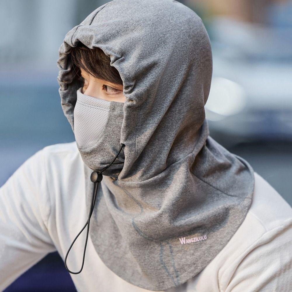 

Drawstring Balaclava Hat Windproof Helmet Hat Casual Masks Hood Beanies Cycling світло-сірого кольору