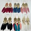 Boho Feather Earrings Ethnic Leaf Shape Long Dangle Tassel Earring Jewelry Accessories Dream Catcher Women Drop Earrings Wedding