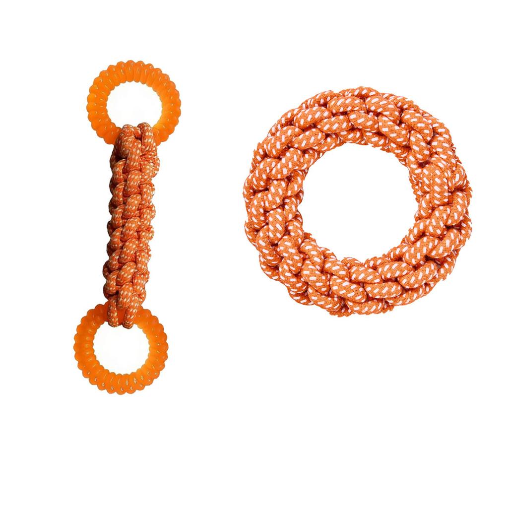 2-piece set, dog biting toy, pet cotton rope knot, hand pull ring, bite-resistant molar interaction, cross-border explosion, bite-proof