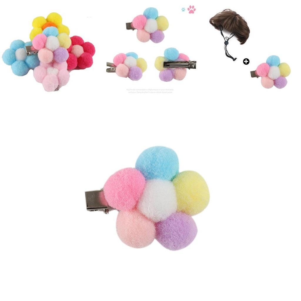 Stylish Pet Wig Accessory Set For Dogs With Cute Brown Bob Hairstyle And Floral Hairpins
