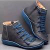 Women's High-Top Short Martin Boots, Flat Workwear Style With Side-Zip.