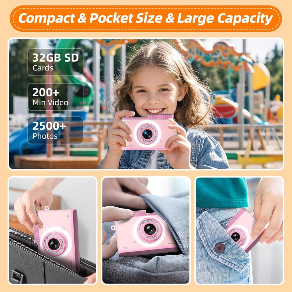 Digital Camera, 1080P FHD Video Camera for Photography, 48MP Point and Shoot Digital Cameras with 32GB Card, Compact Digital Camera with Front and