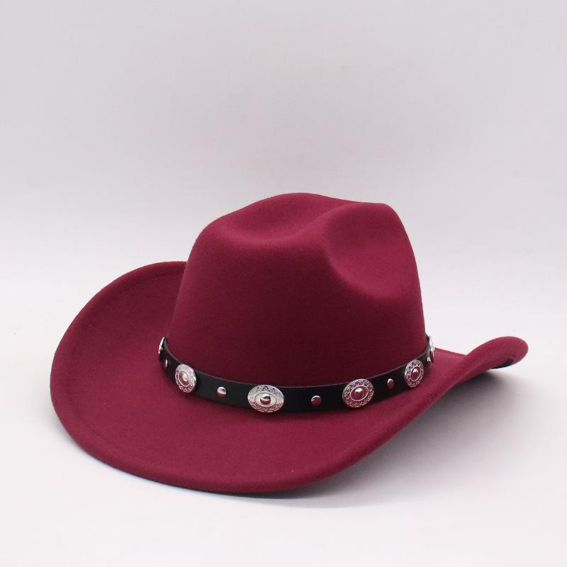 New Jazz Hat Woolen Edge One-Word Gentleman'S Hat Cross-Border Western Autumn And Winter Men'S And Women'S Big Edge Top Hat