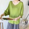 Korean Style V-Neck Batwing Sleeve Loose Top for Autumn and Spring