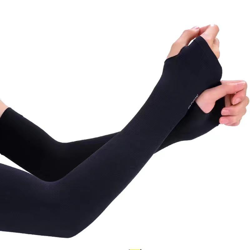 

Women s Ice Silk Arm Sleeve Sports Sleeve Sun Protection Hand Cover Cooling Gloves For Running Fishing Bike чёрный
