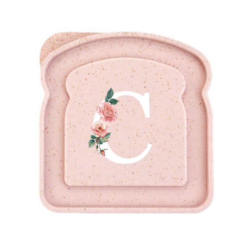 Initials Marked Toast Box Alphabet A-Z Reusable Sandwich Container Box Food Container Sealable Container Small Container
