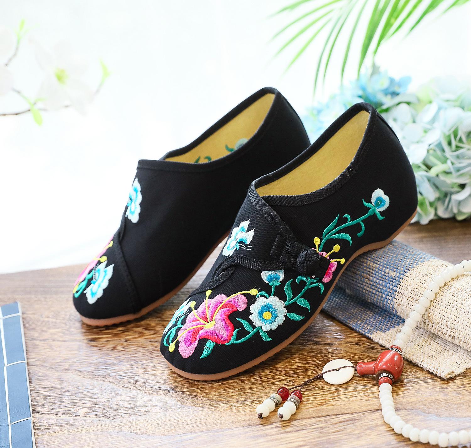 

Ипомея ипомея вышивка цветка цветок круглая голова весна и осень женская обувь туфли-лодочки парусиновые вышитые тканевые туфли 39