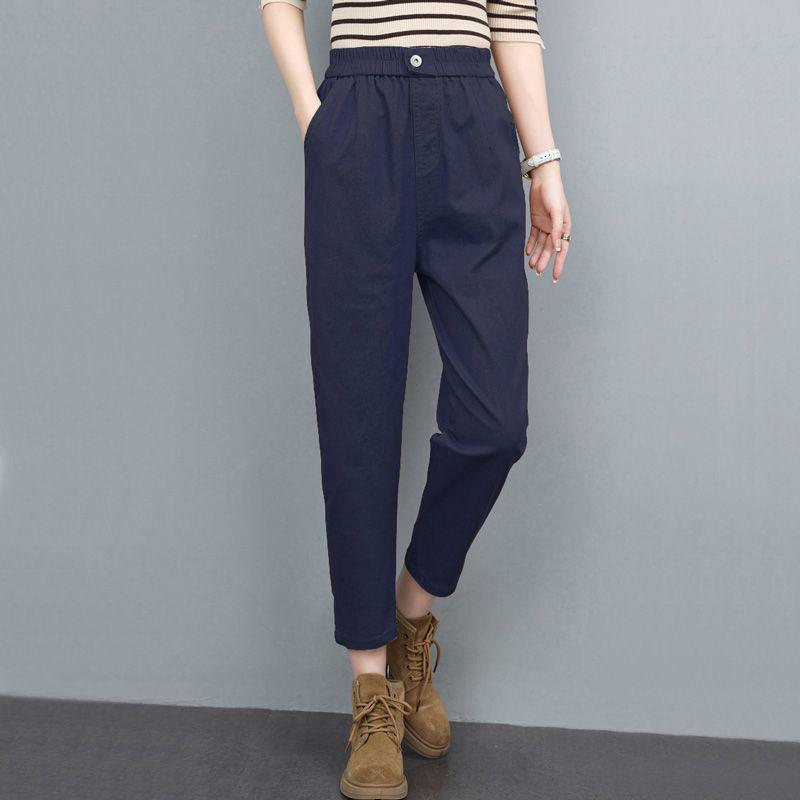 Women s Petite High-Waisted Slimming Cotton Cropped Pants - Summer 2026, Plus Size, Casual Straight Leg Cigarette & Harem Styles 3XL (151-165 jin)
