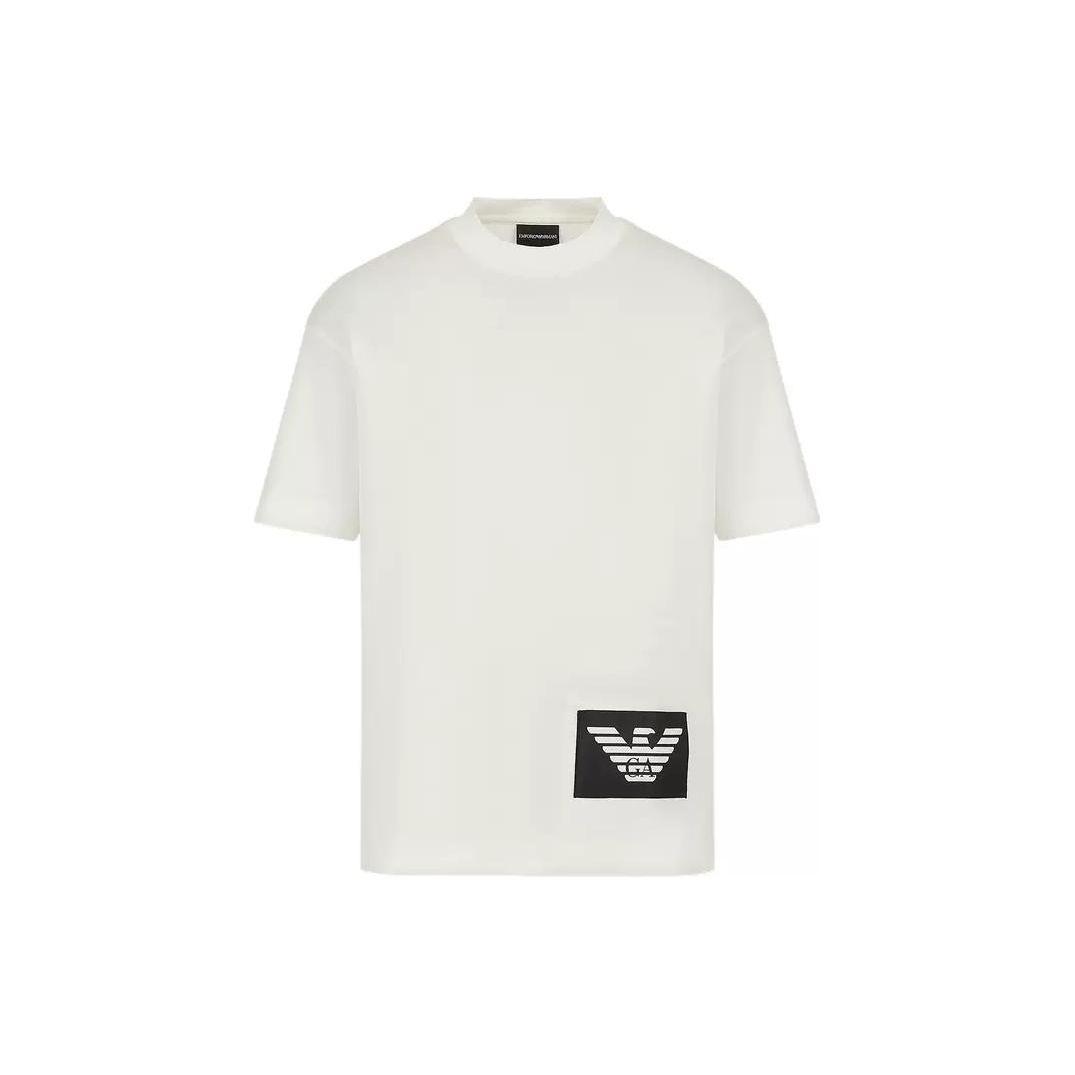 Emporio Armani SS23 Letter Print Pullover Round Neck Short Sleeve T-Shirt Men tops White 3R1TV1-1JSAZ-0101 M