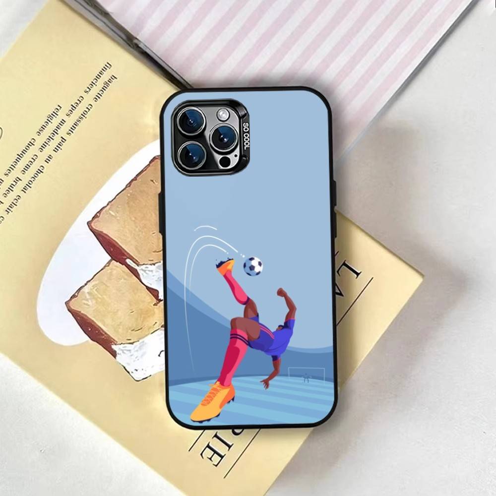Soccer Legend Art Phone Case For iPhone 17,16,15,14,13,12,11 Plus,Pro Max,XS,Colorful Silver Phone Case Funda Cover