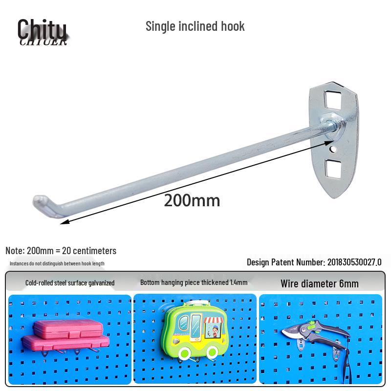 Chi Tu Single Hook Tool Pegboard Wall Rack for Perforated Display Boards