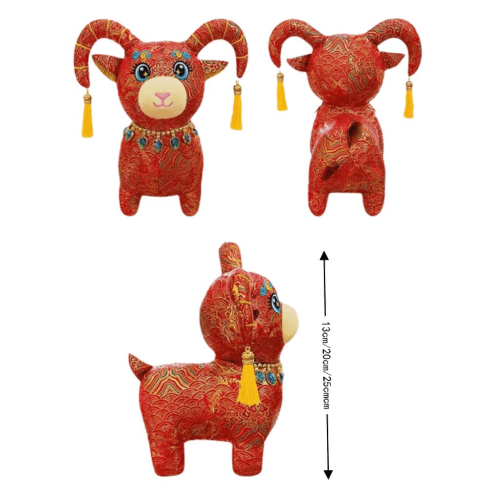 Cartoon Plush Mascot Doll Soft Stuffed Silk Sheep Pendant Zodiac Sheep Plush Doll Home Decoration