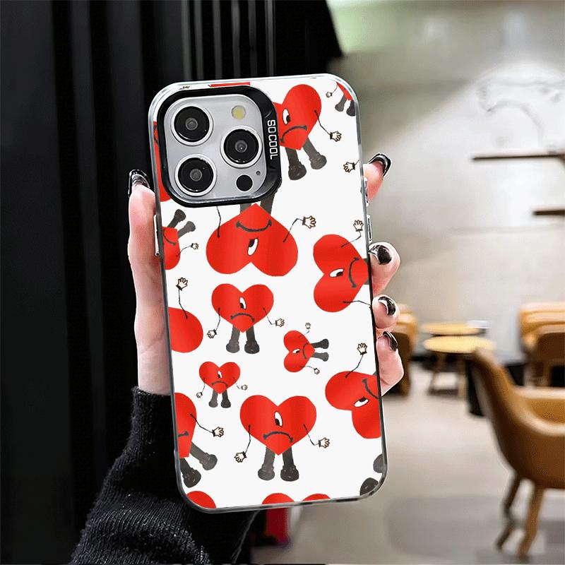 Bad Bunny Heart Shockproof Phone Case for iPhone 17 Air 16 16E 15 Pro Max 14 Plus 13 Mini 12 Back Cover Anti Fall Fundas