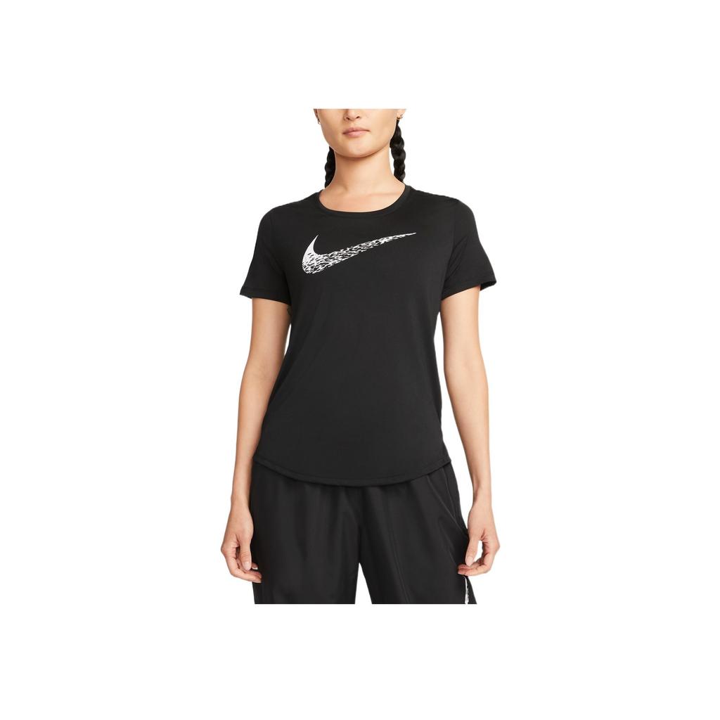 Nike Swoosh Run Quick-Dry Short Sleeve T-Shirt Women Tops Black DM7778-010