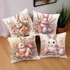 Easter Floral Bunny Print Pillowcase Nordic Home Decor Pillowcase Holiday Bedroom Living Room Decoration Polyester Cushion Cover