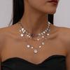 Three-piece Diamond-encrusted Multi-layer Geometric Round Sequined Necklace Necklace