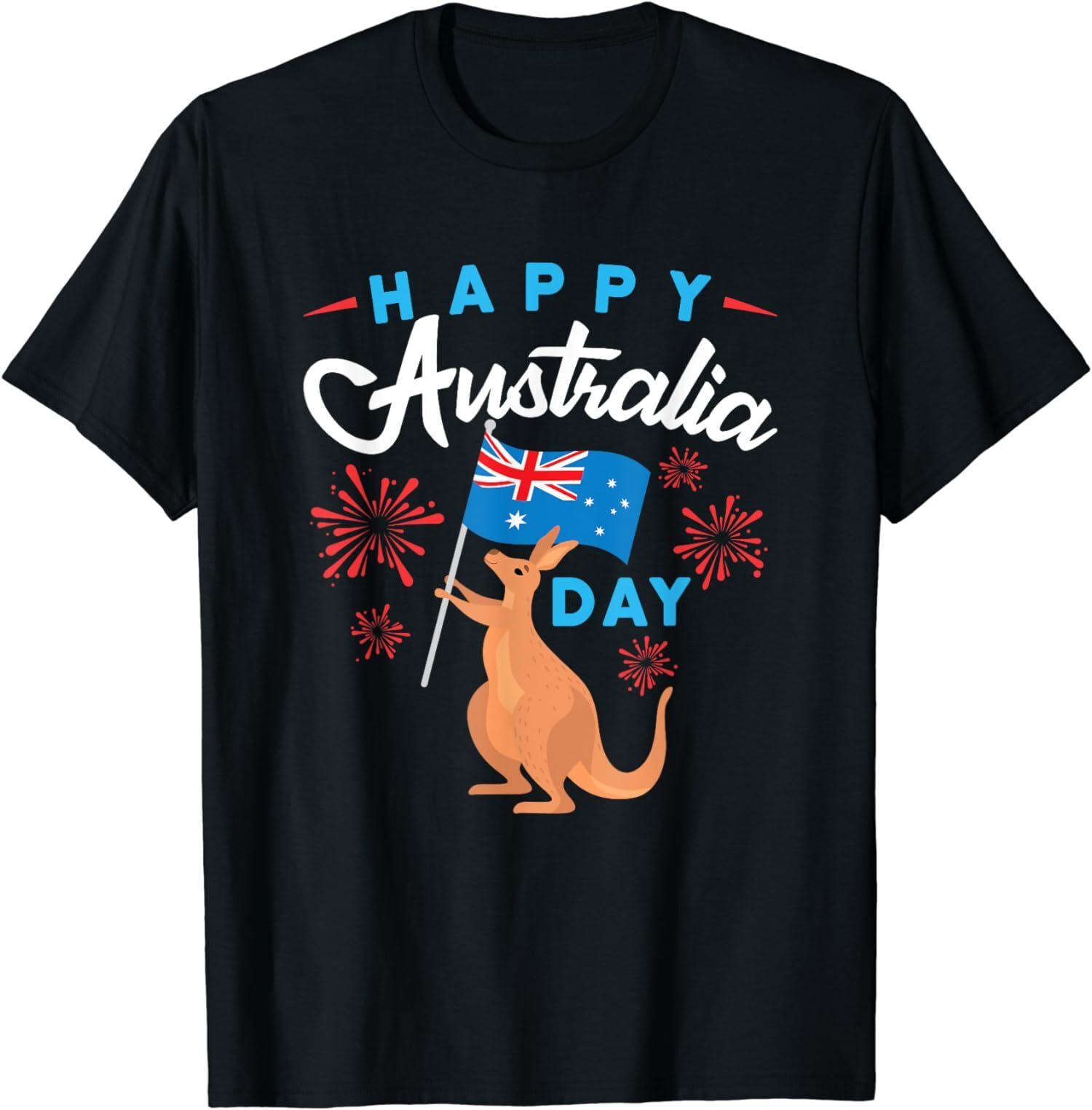 Happy Australia Day Kangaroo Australia Flag Down Under T-Shirt S