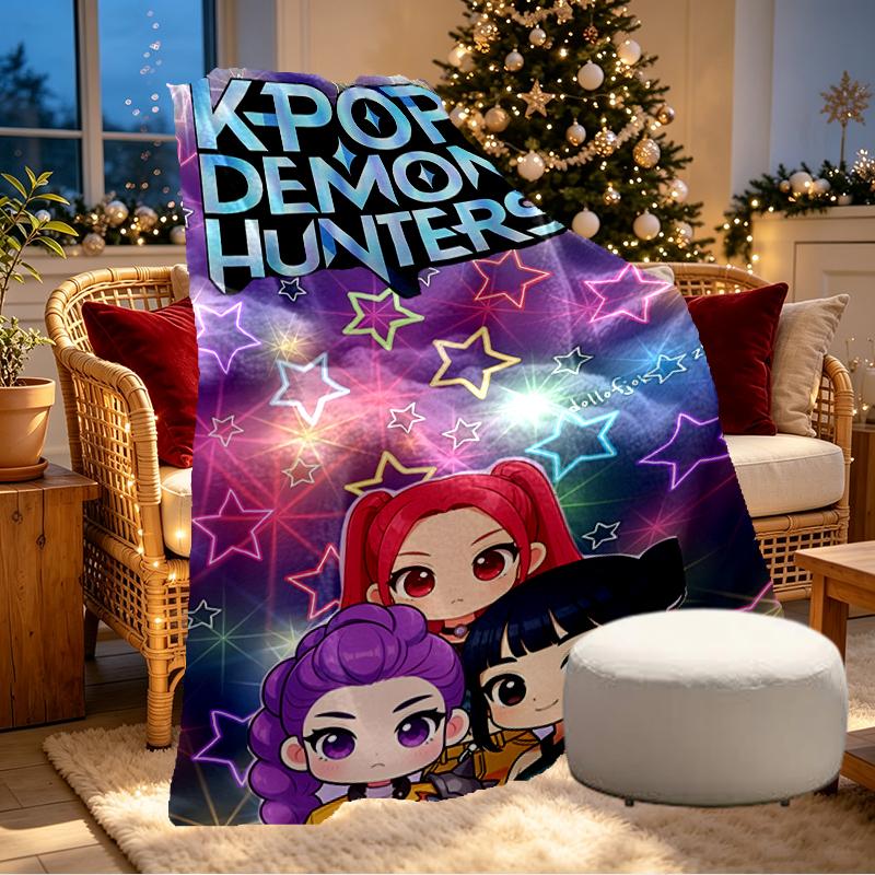 KPop Dämonenjäger Print Decke - Weich & Bequem, für Schlafzimmer, Reisen, Sofa, Heimdekoration - Geburtstags-Weihnachtsgeschenk für Freund
